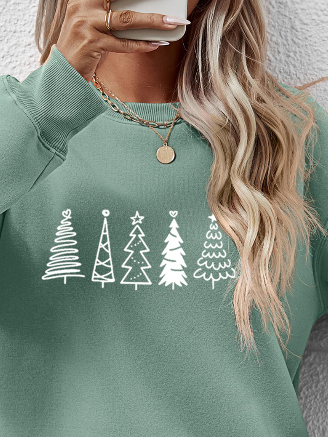 Christmas Tree Graphic Drop Shoulder Sweatshirt